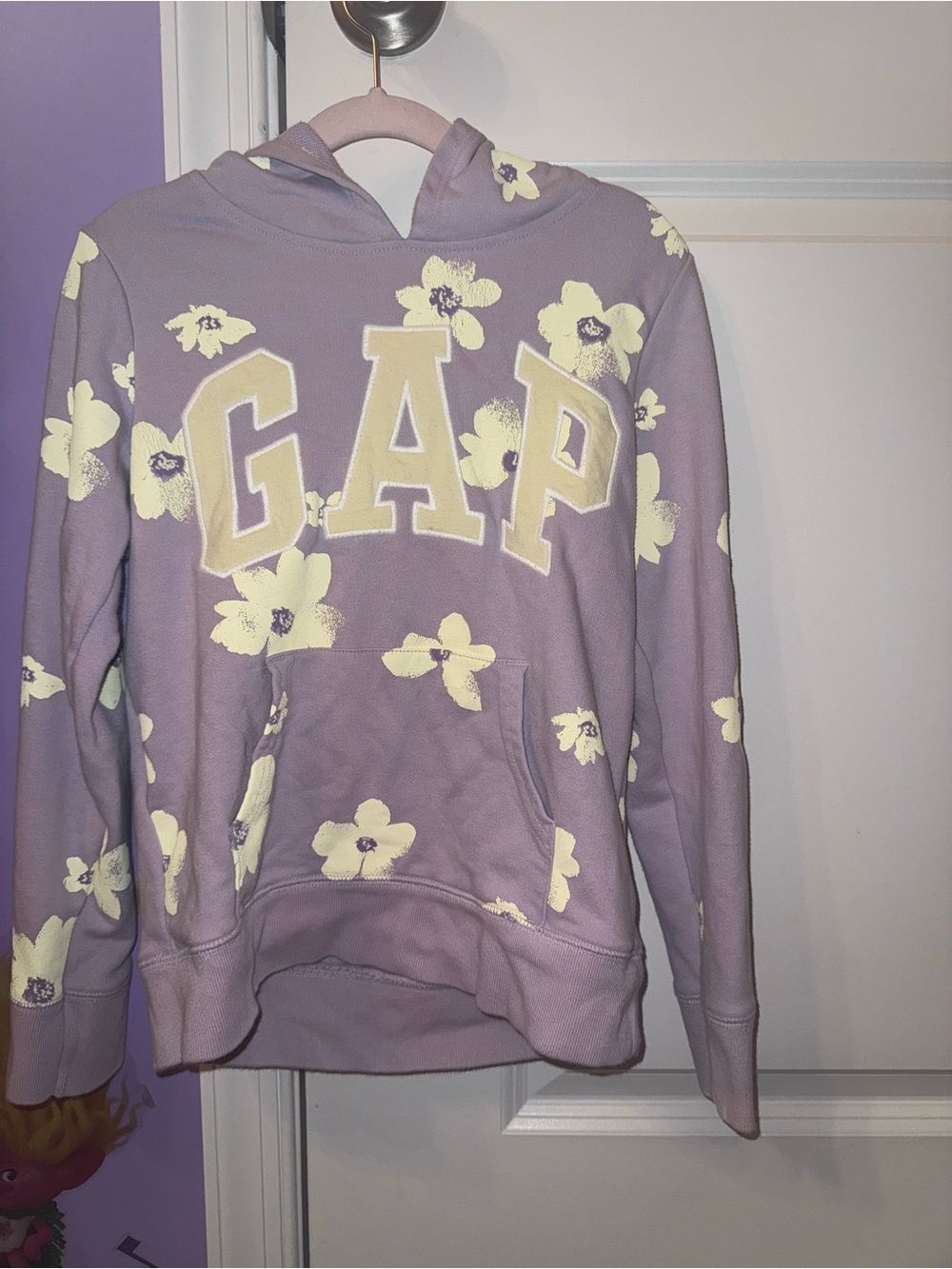 Gap Kids Purple And White Floral Hoodie Size Medium 8